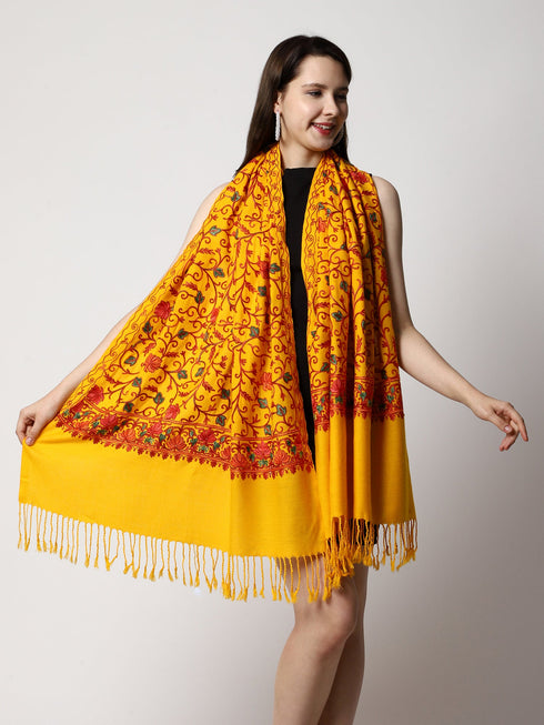 Women's Aari Embroidery Wool Stole